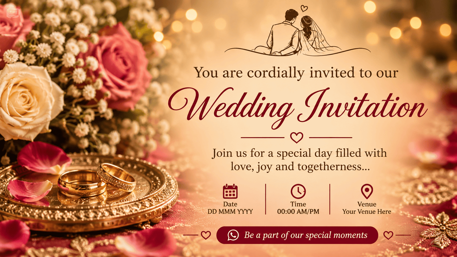 Custom Wedding WhatsApp Invitation Card by JS Studio Ateli